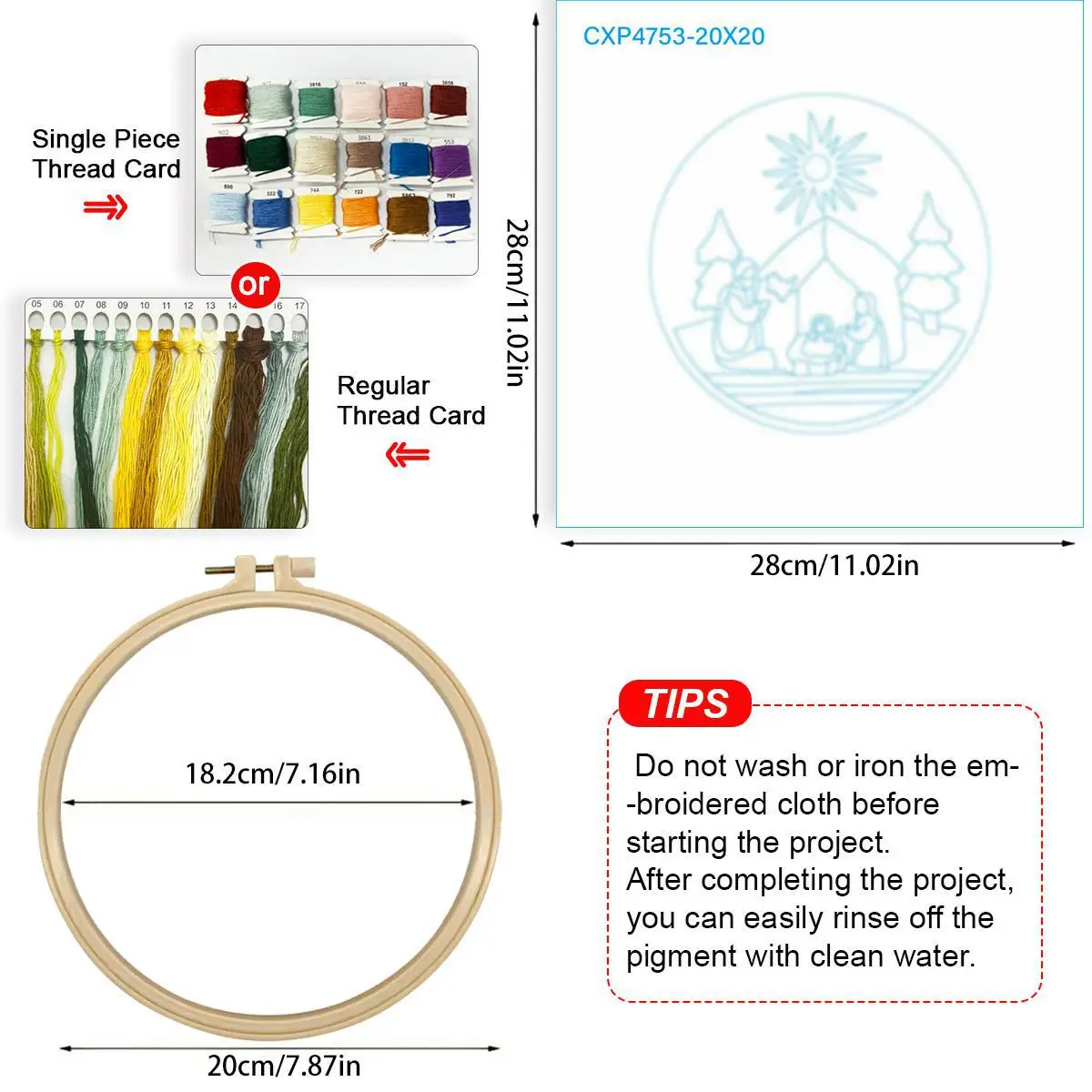 1 Stück 20X20CM/15X15CM 7,87/6,3 Zoll Religiöses Stickerei-Starter-Kit DIY-Kit DIY-Stickerei-Set Handarbeiten Malerei – Detail 5