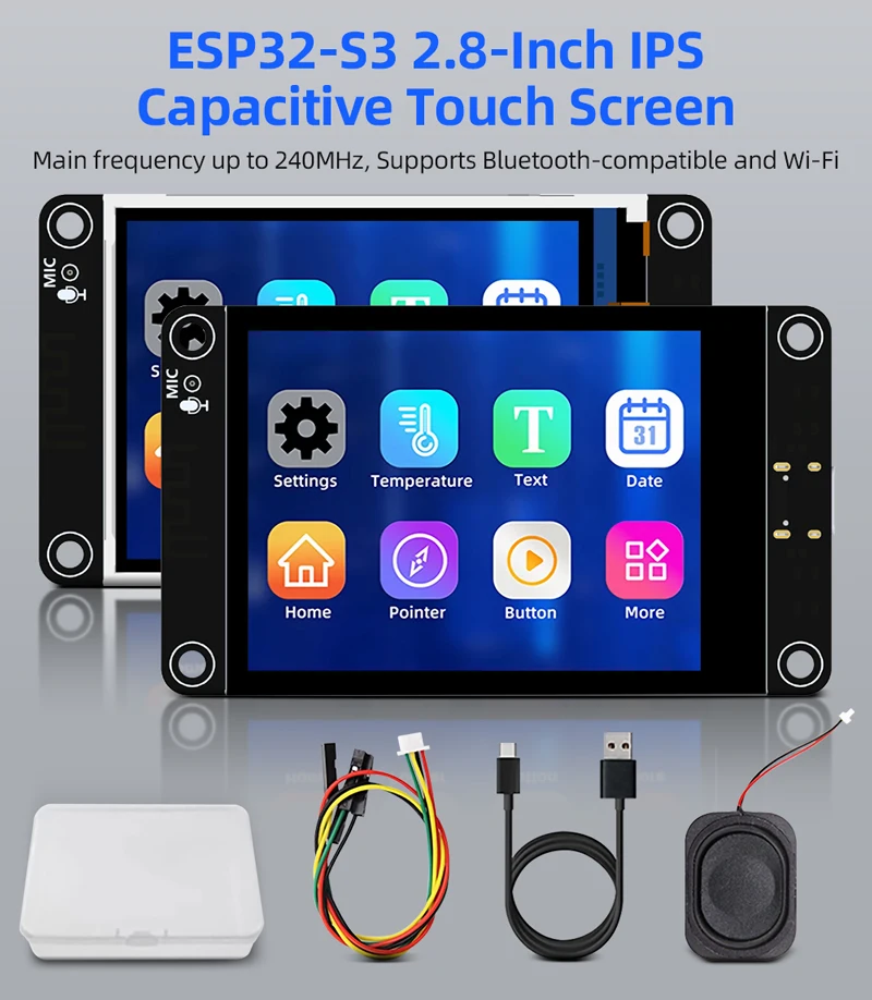 

ESP32-S3 2.8 Inch LCD Development Board AI Chat Robot WIFI Bluetooth TFT Screen Speaker Optional Touch For Deepseek Xiaozhi