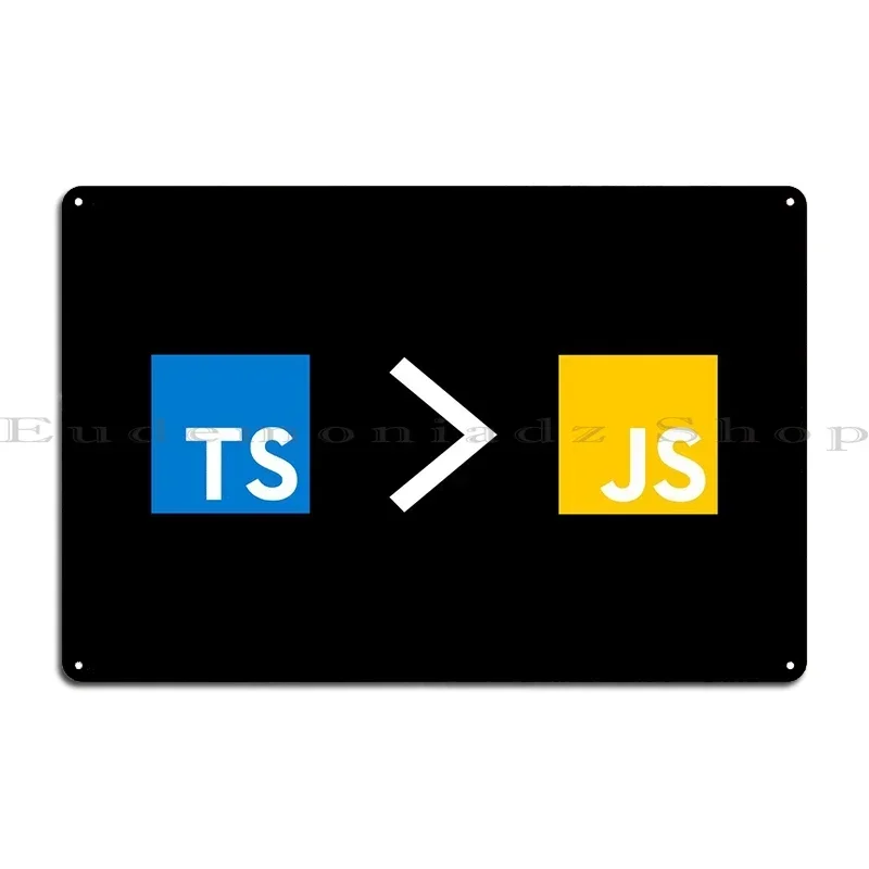 Typescript vs. Javascript: The Battle of the Languages Retro Blank VHS JavaScript Metal Plaques Pub Designing Tin Sign Poster