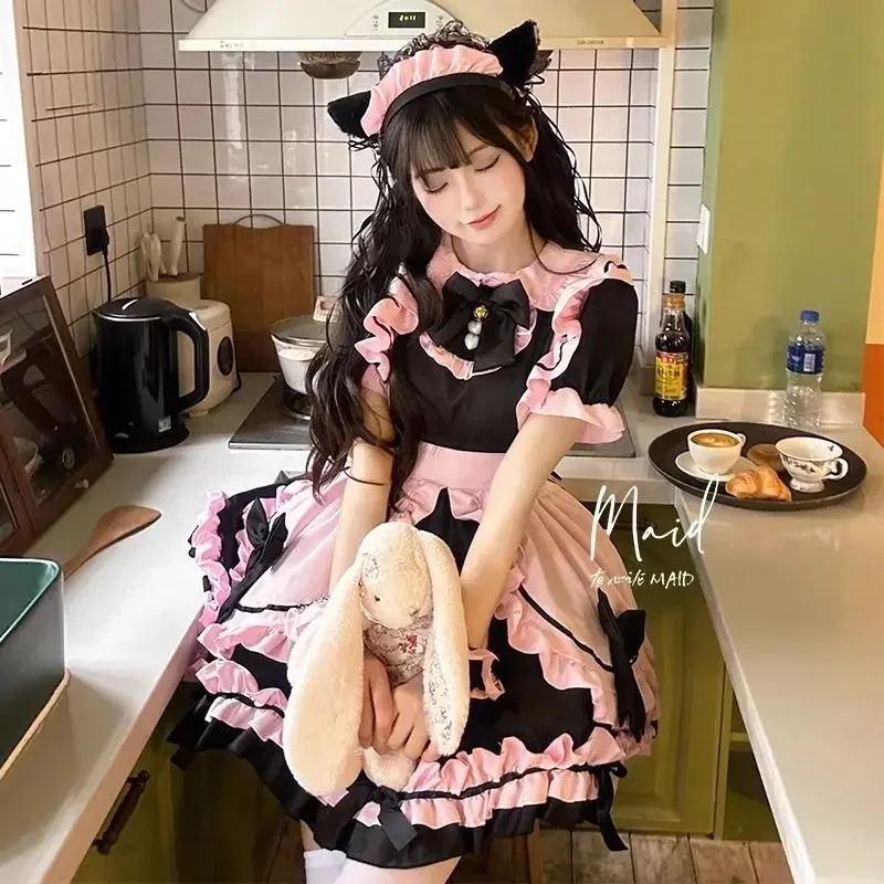 Gato japonês menina empregada traje cosplay traje halloween vestido plus size