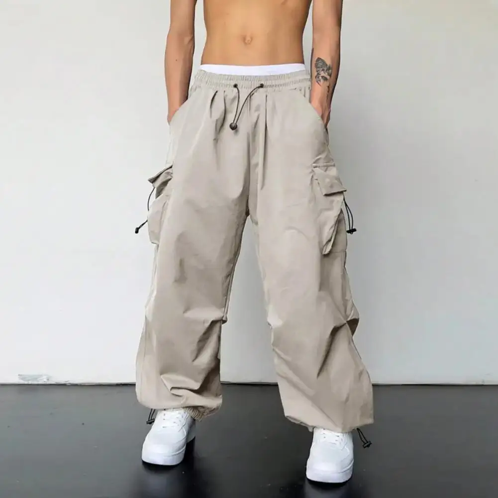 

Spring Autumn Casual Cargo Pants Stylish Men's Cargo Pants with Multiple Pockets Elastic Waist Loose Fit for Streetwear Travel