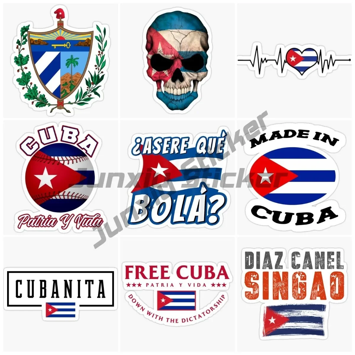 

Creative Personalized CU Cuban Flag Map Sticker Laptop Truck Wall Car Accessories Van Bike Window Moto Glass Door Decal