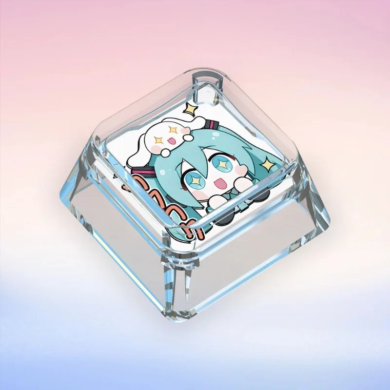 初音ミクのかわいい漫画アニメ周辺機器の二次元表現の個性と単一の透明なメカニカルキーキャップ