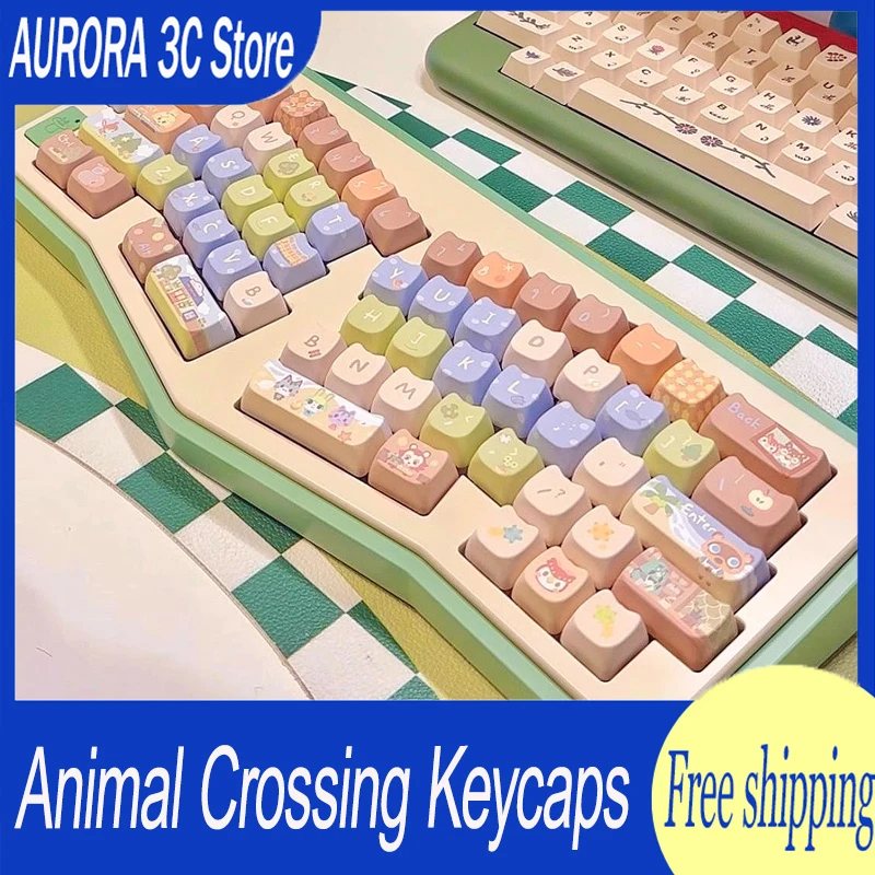 Animal Crossing Keycaps Mao/Moa Keycaps 142 Keys Customized Cute Keycaps Gift Cat Key Cap Thermal Sub For Mechanical Keyboard