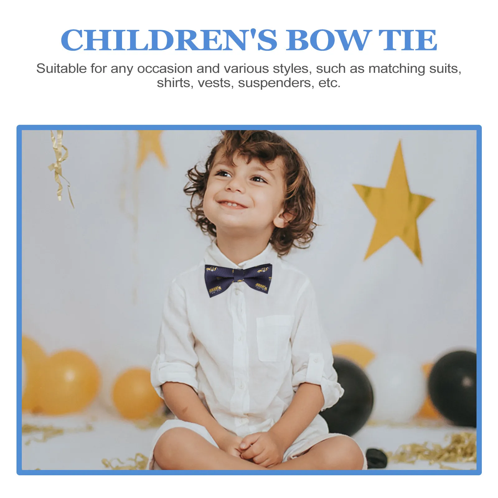 

2Pcs Kids Bow Tie Set Polyester Pre-Tied Bow Ties for Boys Toddlers Daily Wear Matching Suits Shirts Vests Suspenders Gift Idea