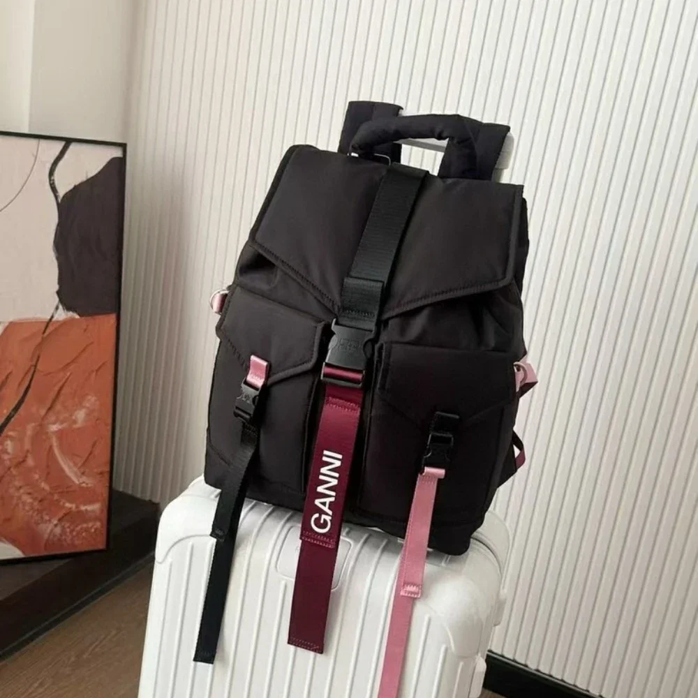 Luxury Re-Tech Backpack Women Large Capacity Utility Rucksack Multi Pocket Buckle Daypack Travel School Casual Commuter Bag