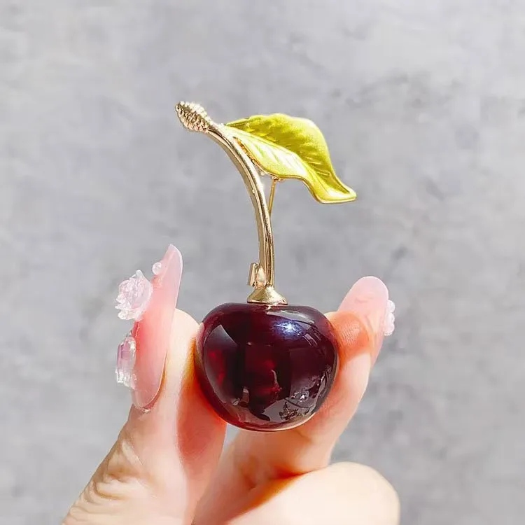 Exquisite Violet Red Cherry Brooches,For Women Unisex Charm Fruit Party  Pins Clothing Coat Jewelry Party Accessories Gifts