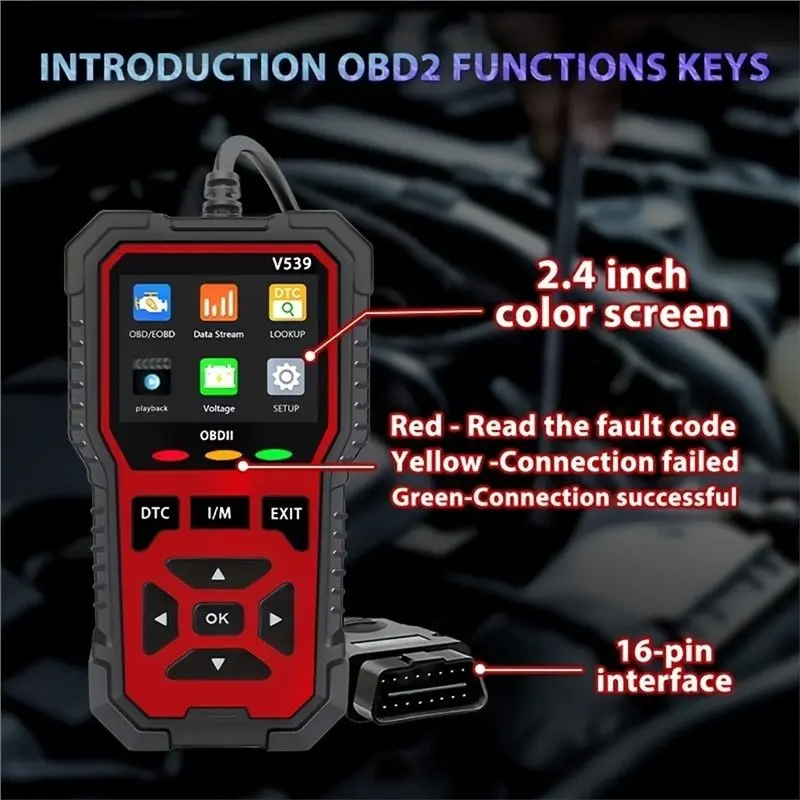 V539 Obd2 Scanner Automotive Diagnostic Tool Usb-Powered With Real-Time Data Stream, Full-Featured Obd Ii Testing-AS55
