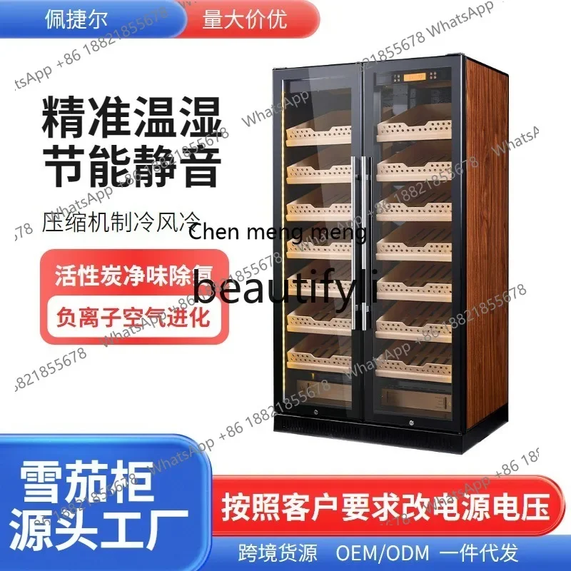 AB02 مبيعات المصنع مباشرة درجة حرارة ثابتة ضاغط تجاري تبريد باب مزدوج طبقة خشب الأرز رف كابي النبيذ