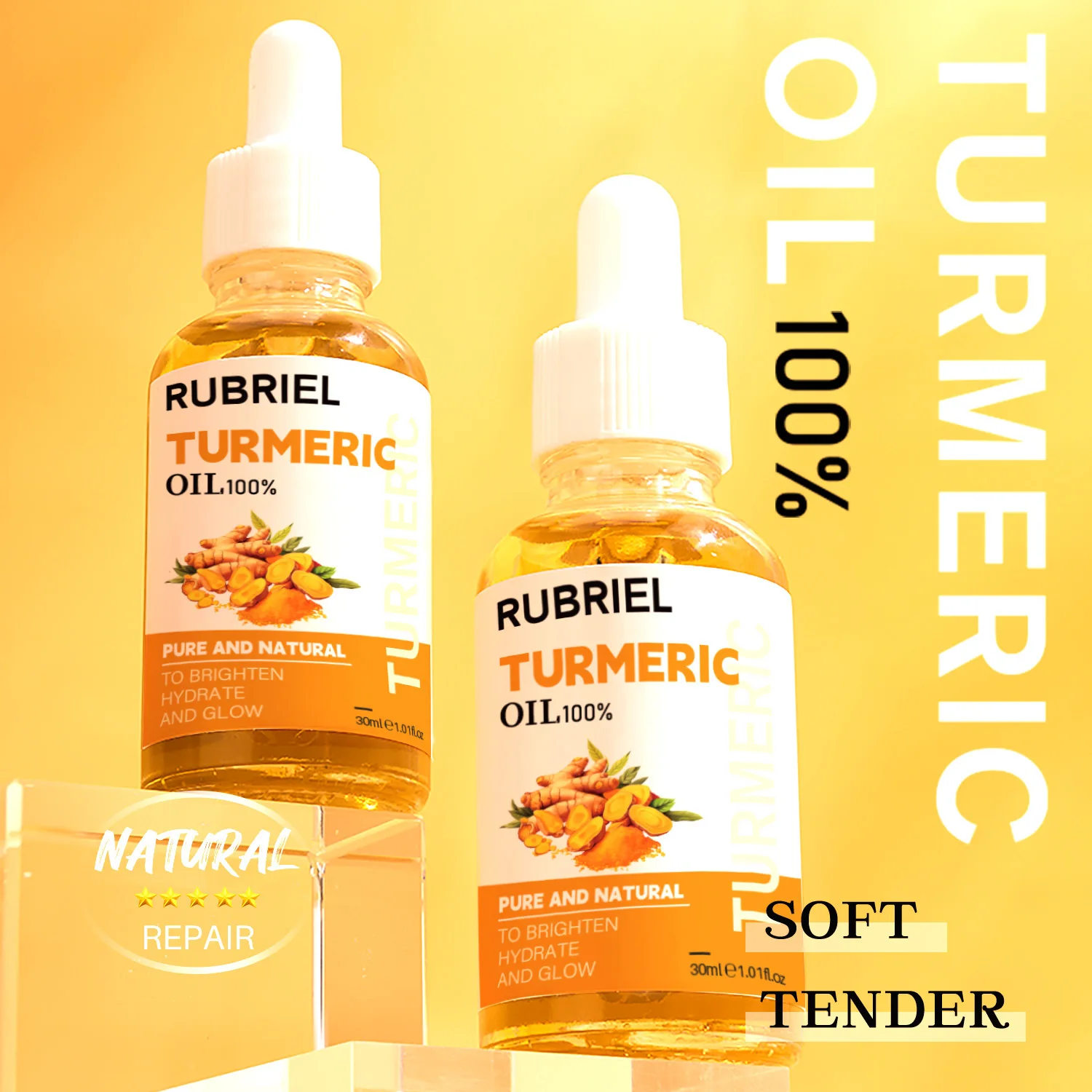 Turmeric Oil Pure and Natural Facial Serum, Brighten & Hydrate and Glow & Reduce Fine Lines, 30ml