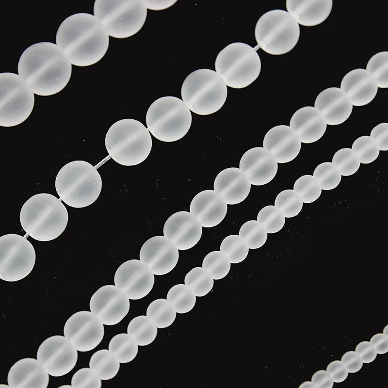 Natural Matte Clear Quartz Crystal Stone Glass Loose Spacer Beads 4 6 8 10 12mm For Jewelry Making Charm Accessories DIY