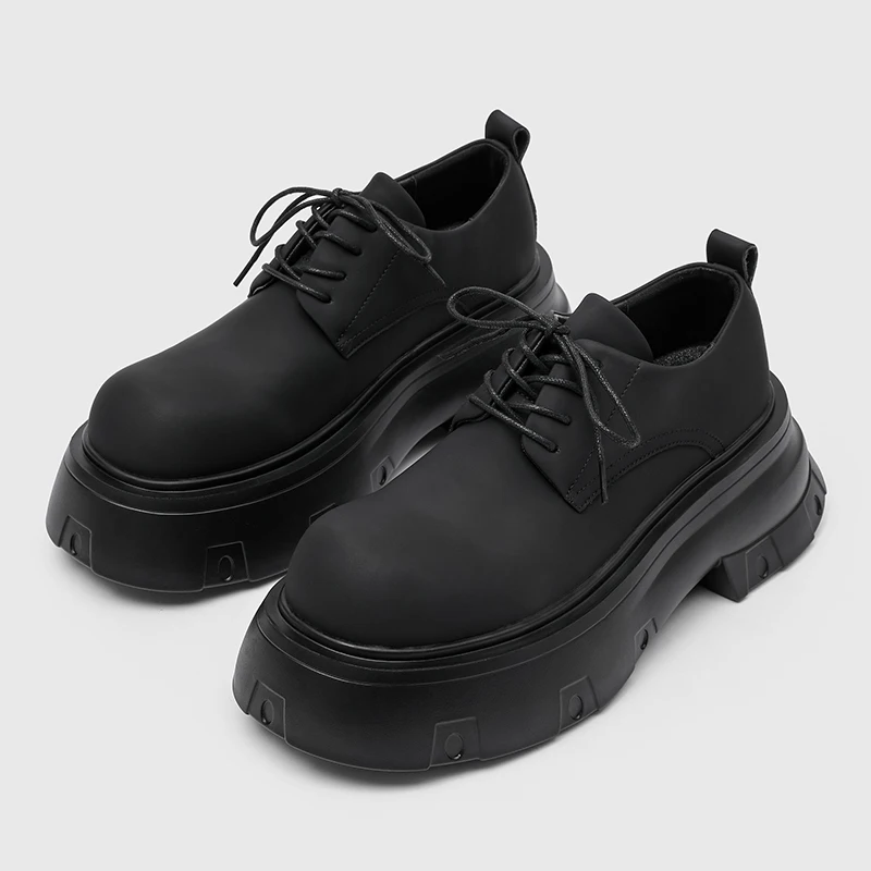 Small niche fashion cool thick soled men derby shoes retro height increasing street leisure commuting college style  single shoe