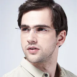 Men's Finished Myopia glasses Anti-blue light Titanium Rimless Myopia Eyewear Women Nearsighted Glasses Prescription Glasses