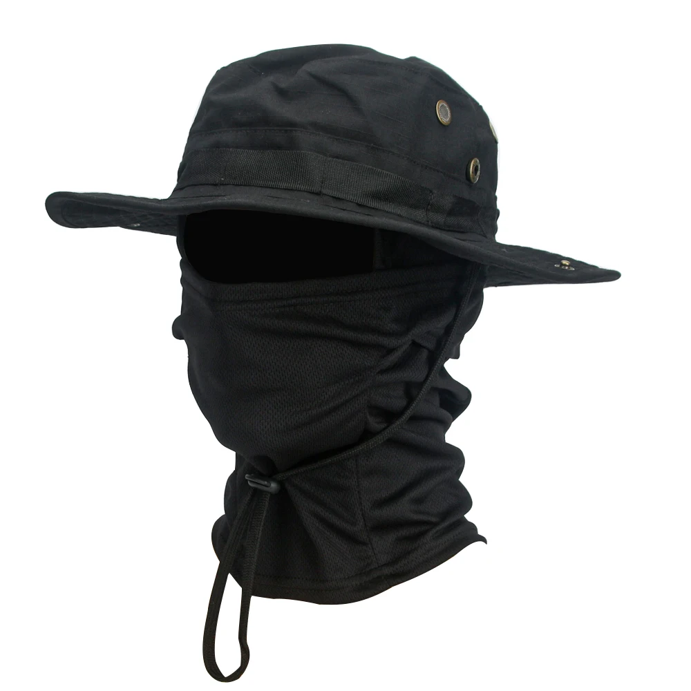 2Pcs/Set Men's Sun Protection Wide Brim Hat With Balaclava Mix Set Breathable Hunting Hat Outdoor Camping Hiking Fishing Cap