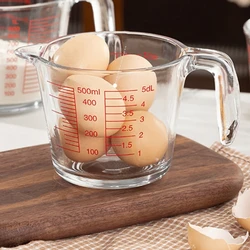 500/1000ml Glass Measuring Cup Heat Resistant Baking Mixing Bowl Meter Food Grade Microwave Oven Available Baking Glass Cup