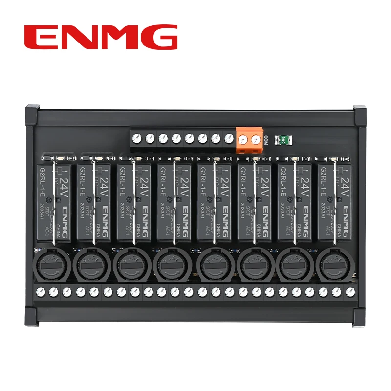 ENMG 8-Channel DC24V Relay Expansion Module – Spring-Loaded 16A PLC Amplifier Board with 1NO+1NC Screw-Terminal 10/12-Channel C