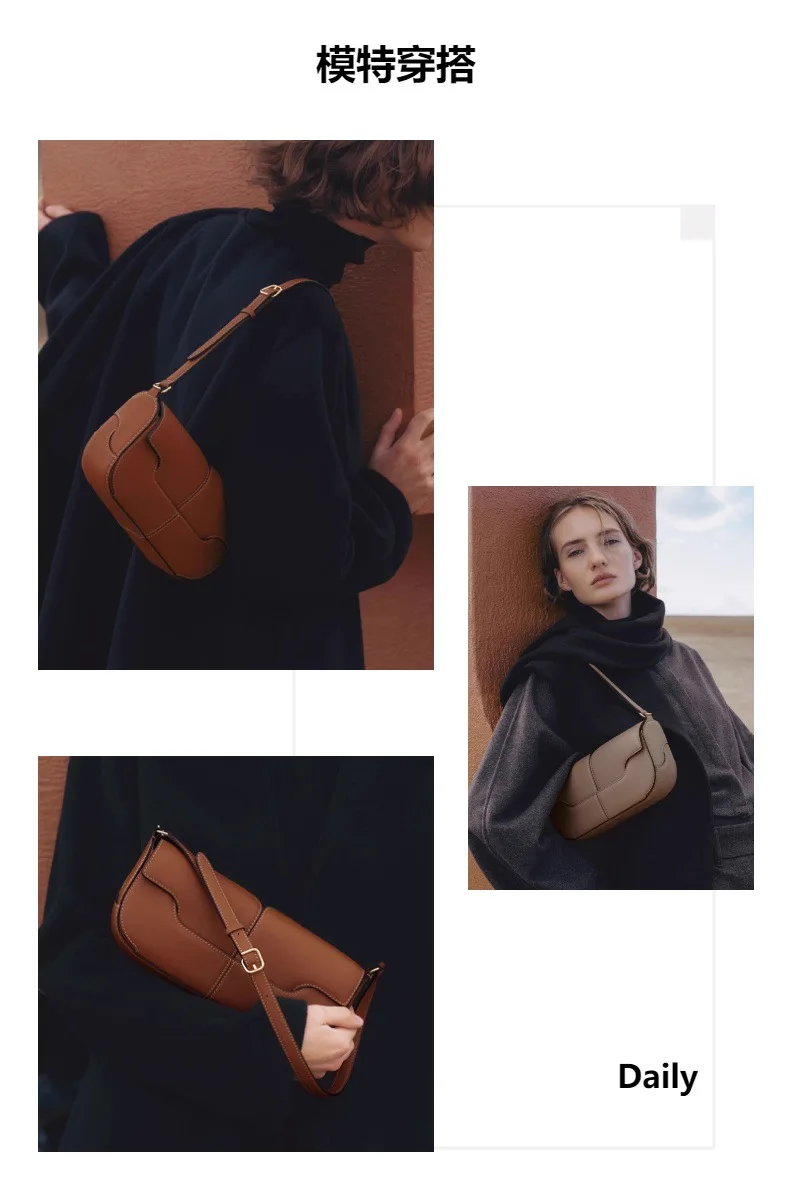 バゲット 本革 レディースバッグ / 新しいニッチな高級ハンドバッグ、クロスボディバッグ、ショルダーバッグ、アンダーアームバッグ