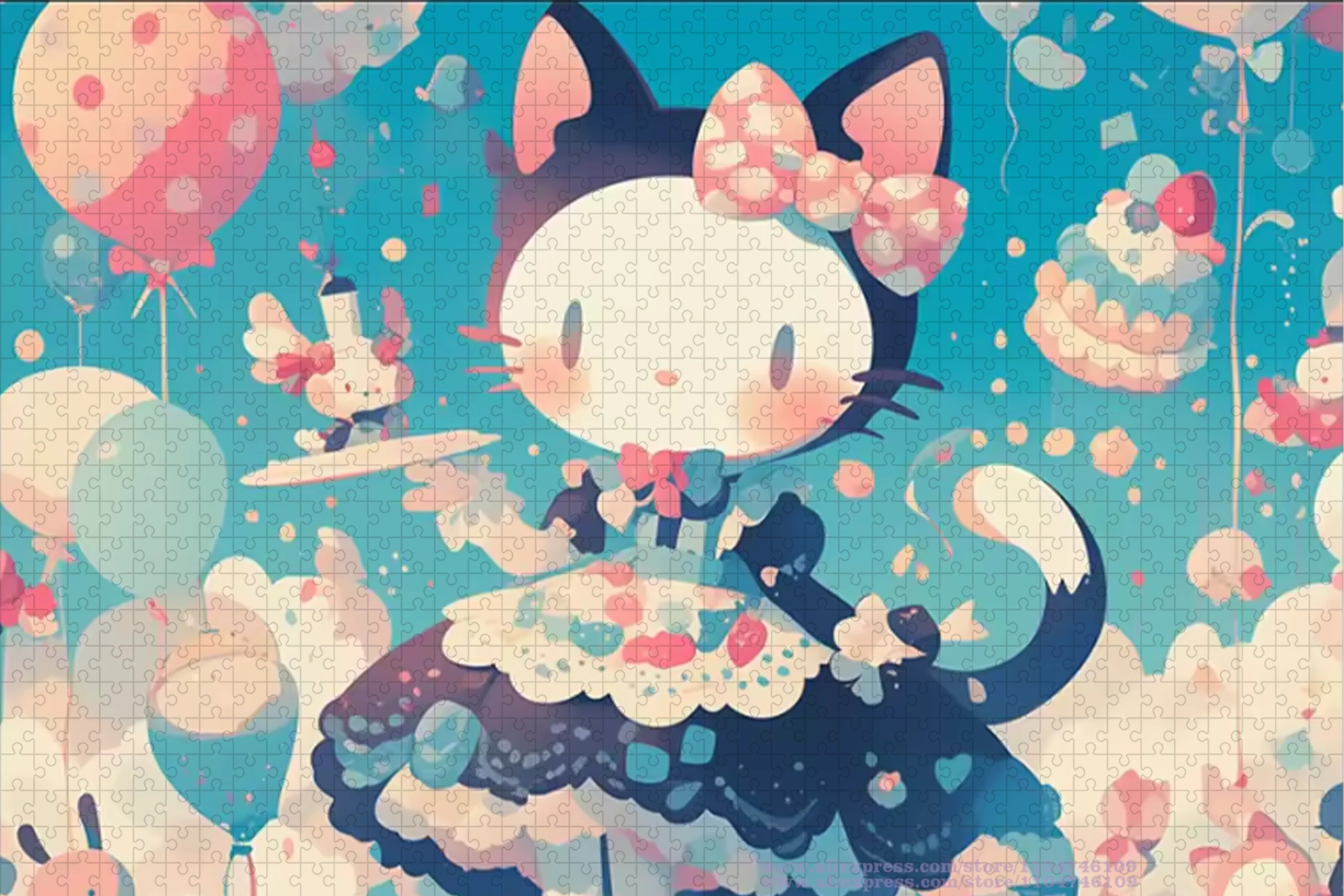 Sanrio Kawaii Hello Kitty Puzzle Jigsaw Cartoon Character 108/200/300/500/1000/1500Pcs Intelligence Puzzles Home Decoration