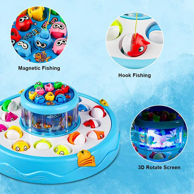 Jouet de pêche magnétique électrique pour enfants, jeu de pêche, lumière interactive, musique, apprentissage, éducation, cadeau d'anniversaire