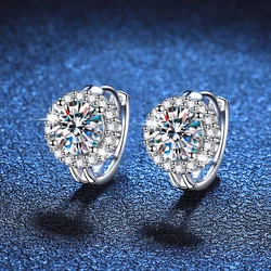 2 CT Real D Color 6.5mm Moissanite Diamond Hoop Earrings for Women Wedding S925 Sterling Silver Plate Pt950 Fine Jewelry