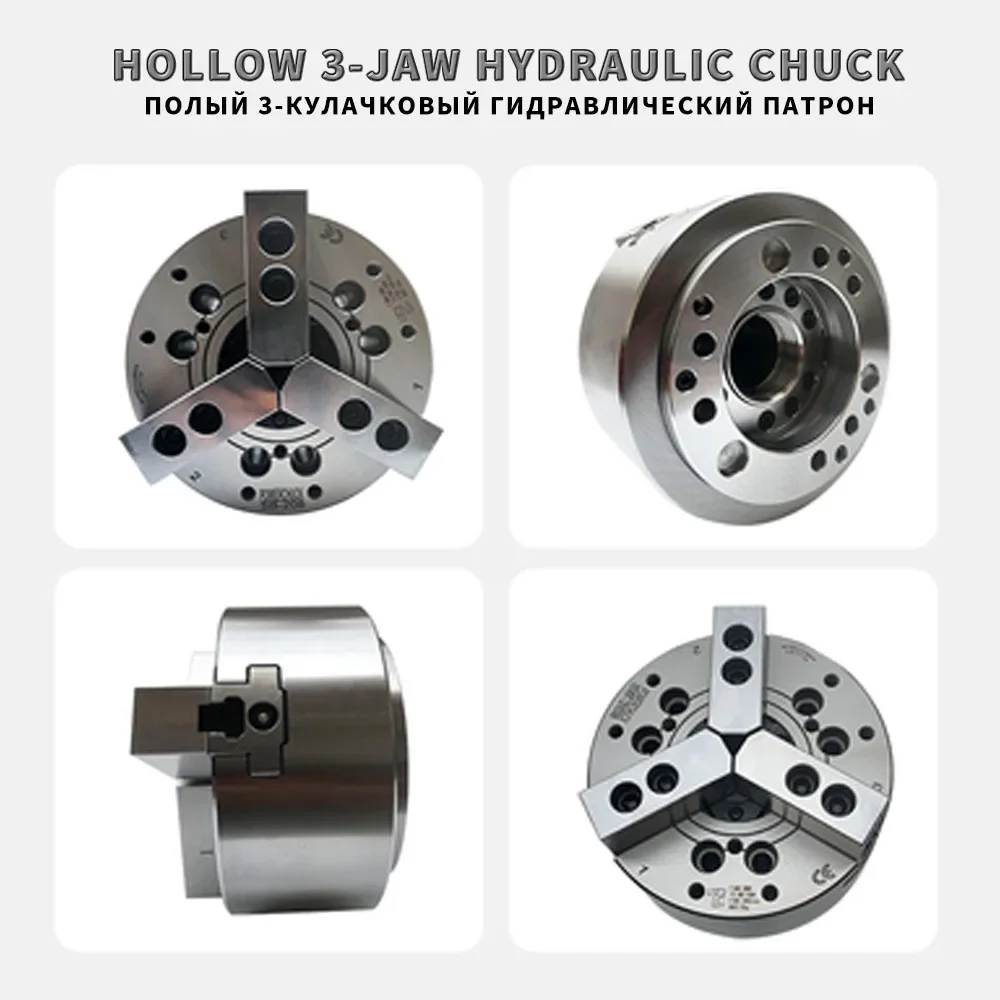 12-Inch 304mm Hollow Hydraulic Chuck 2/3/4 Jaw with A8 Flange Solid High Speed Oil Power Chuck for CNC Lathe Boring Cutting Tool