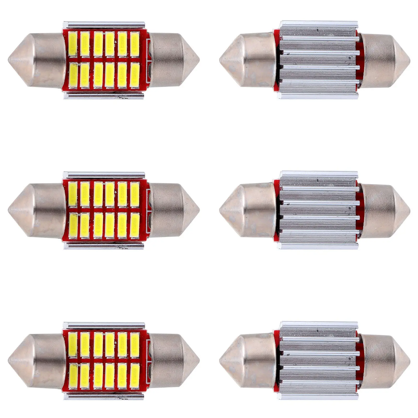 6 pcs 31Mm Led Car Bulb Aluminum Festoon Replacement For Dome Map Trunk Lights License Plate Side Door Courtesy Bulbs