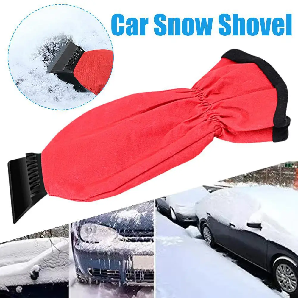 ABS PS Car Ice Scraper & Snow Brush With Thermal Gloves - Heavy-Duty Winter Snow Removal Kit, Windshield Squeegee 2 Color