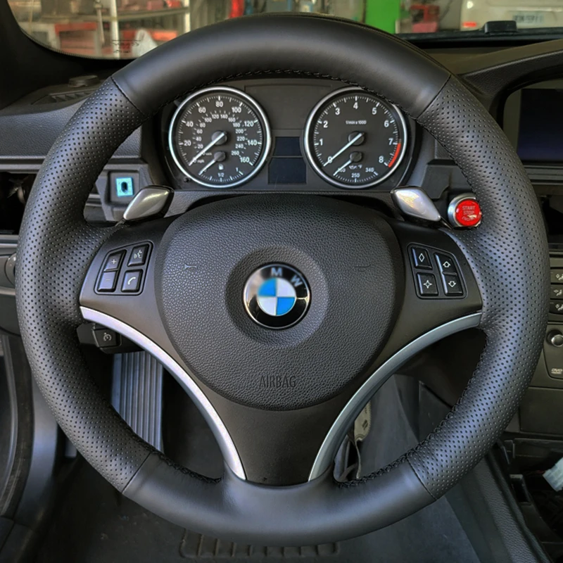 Car Steering Wheel Cover For BMW E90 325i 330i 335i E87 120i 130i 120d Customized Car Accessories Original Steering Wheel Braid