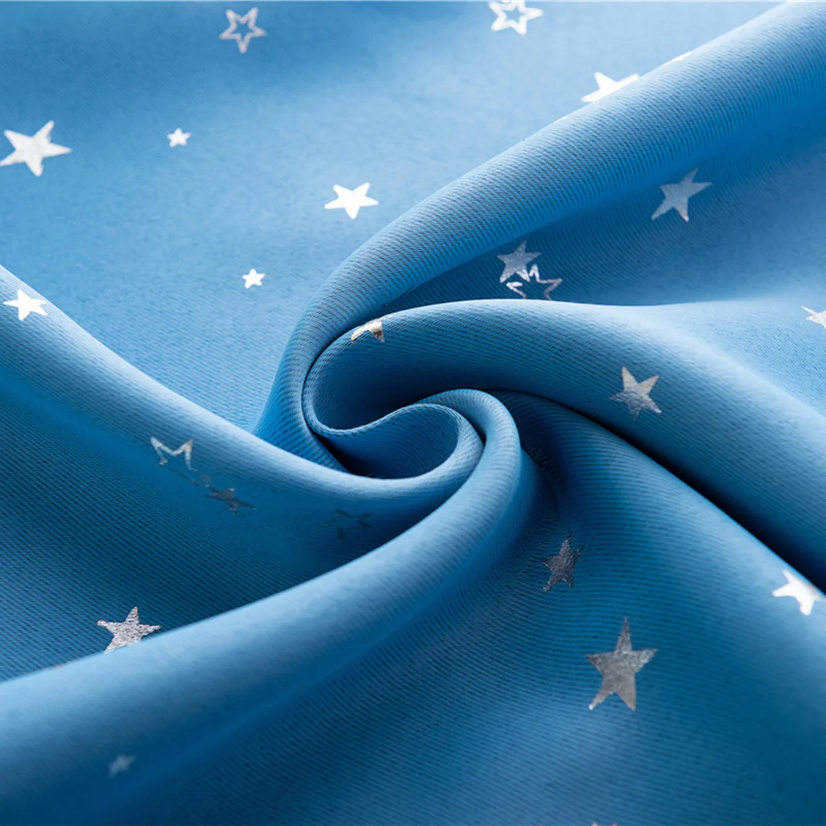 

1Pcs Blackout Curtain Punch Free Tape Fixing Silver Star Decoration Window Drape Home Bedroom Kids Room 90x180cm Sky Blue