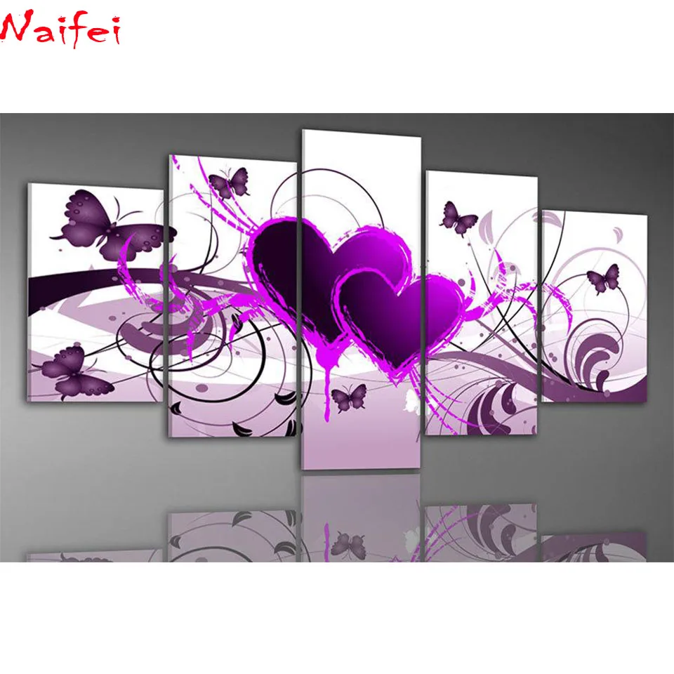 

5 pieces diamond painting purple butterfly fly flowers decor Landscape diy diamond embroidery full drill painting rhinestones