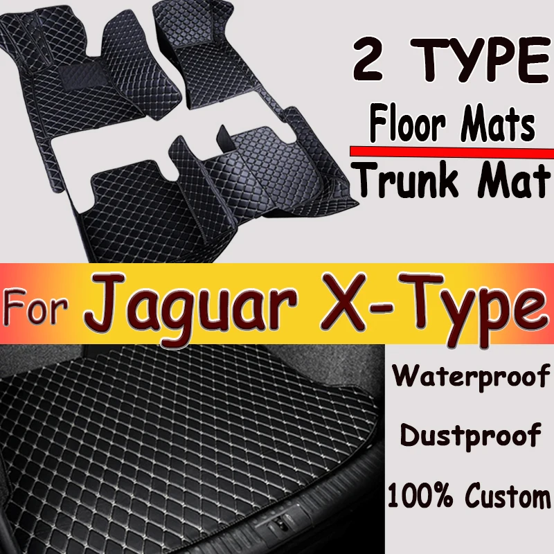 Car Floor Mats For Jaguar X-Type XTYPE X TYPE 2002~2009 Rug Leather Mat Set Anti Dirty Pads Car Accessories Interior Parts 2003