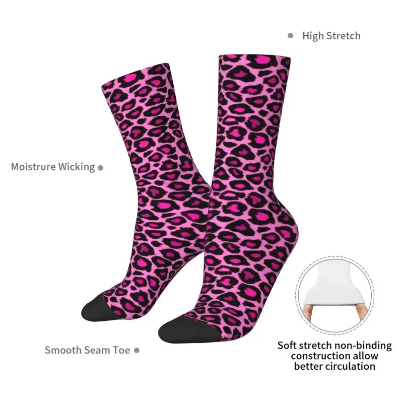 Calcetines de piel de leopardo rosa con estampado lindo para mujeres y hombres calcetines elásticos de verano Otoño Invierno