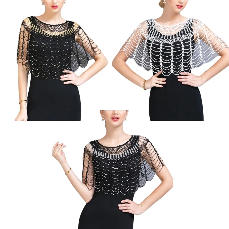 Cape Shawl for Evening Dresses Women Beaded Shawl Wrap 1920s Shawl Wrap