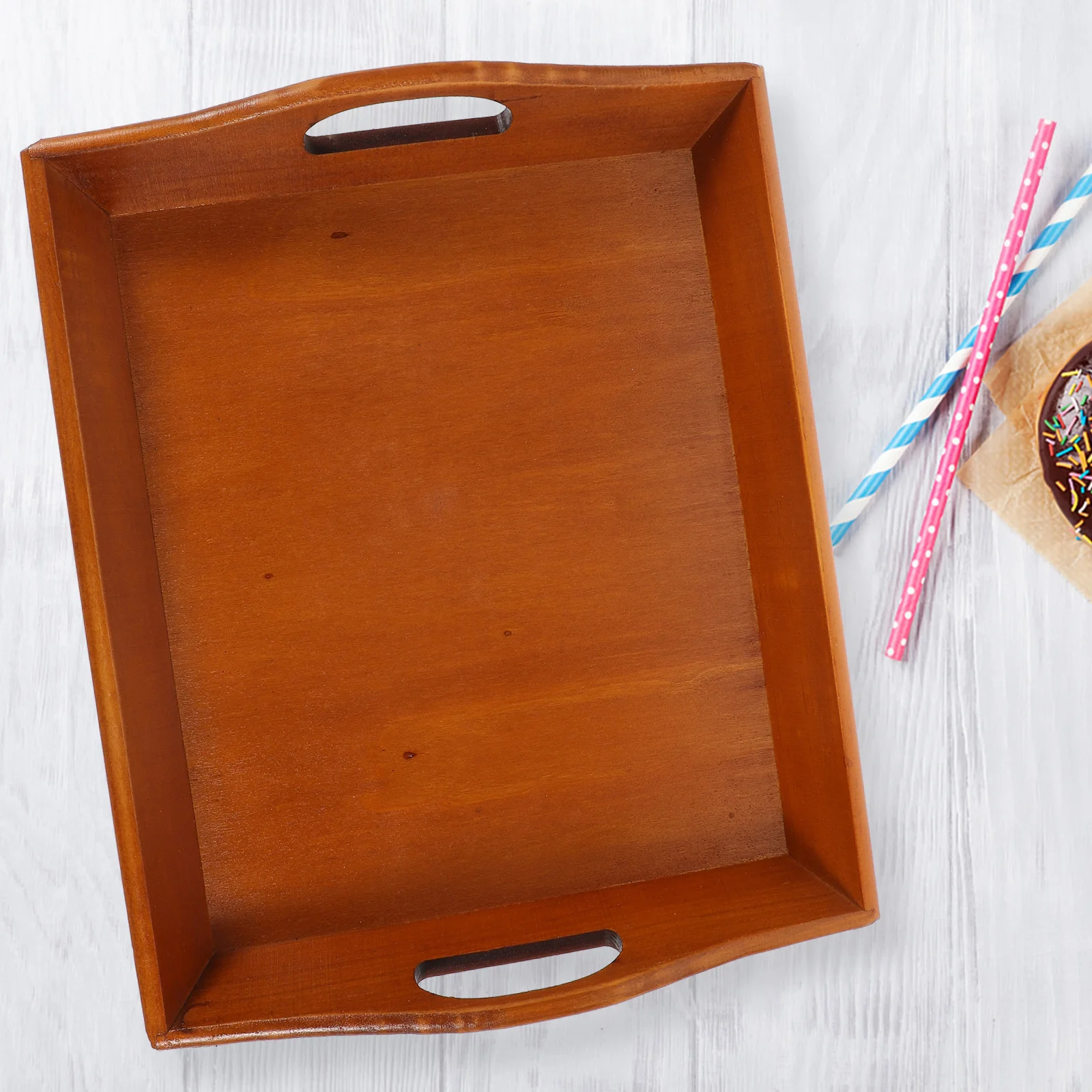 

Wooden Serving Rectangular Fruit Snack Bread Tray For Tea Party Breakfast Dessert Food Storage Rustic Style Household