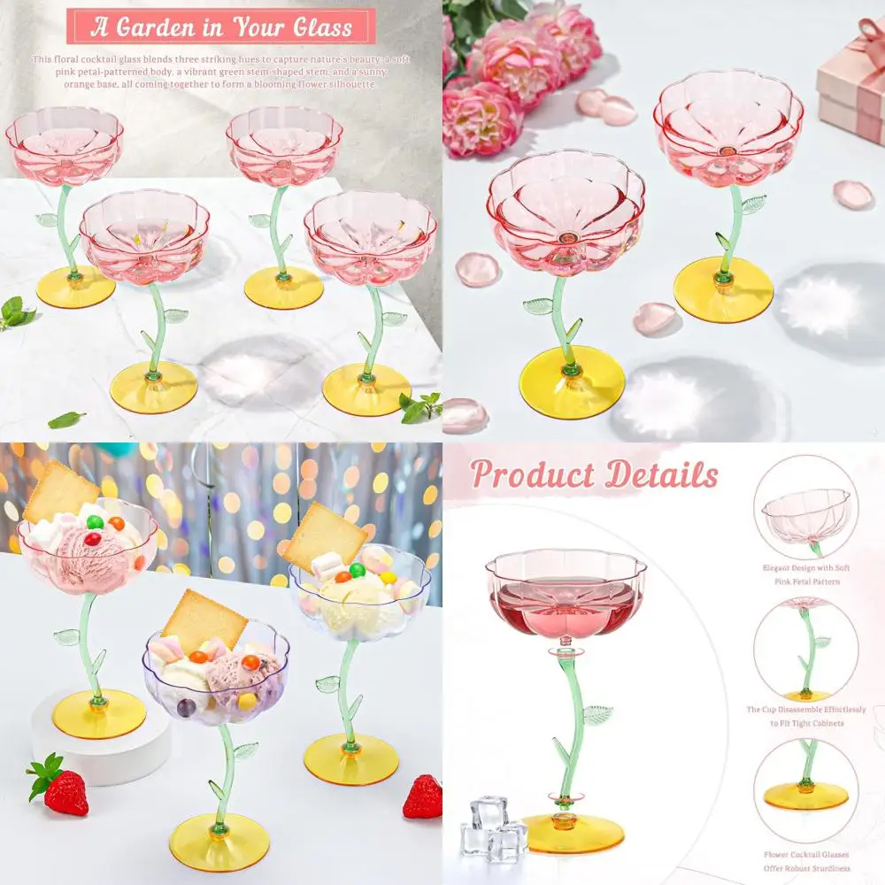 

48 Pack Pink Ribbed 7oz Plastic Cocktail Coupes, Detachable, Disposable for Mimosa & Champagne