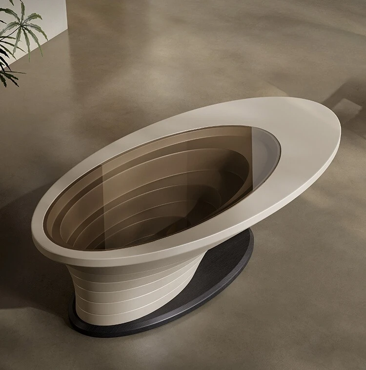 

Abyss coffee table living room household small apartment light luxury modern oval glass coffee table