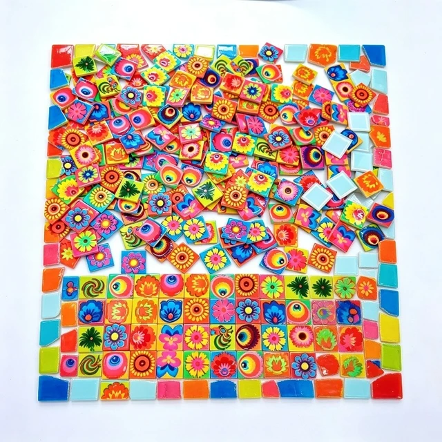 150g Pack Geometric Glass Mosaic Tiles for Artistic Decorations Handmade Garden Pot Decoration Soft Furnishing Creative Projects 6