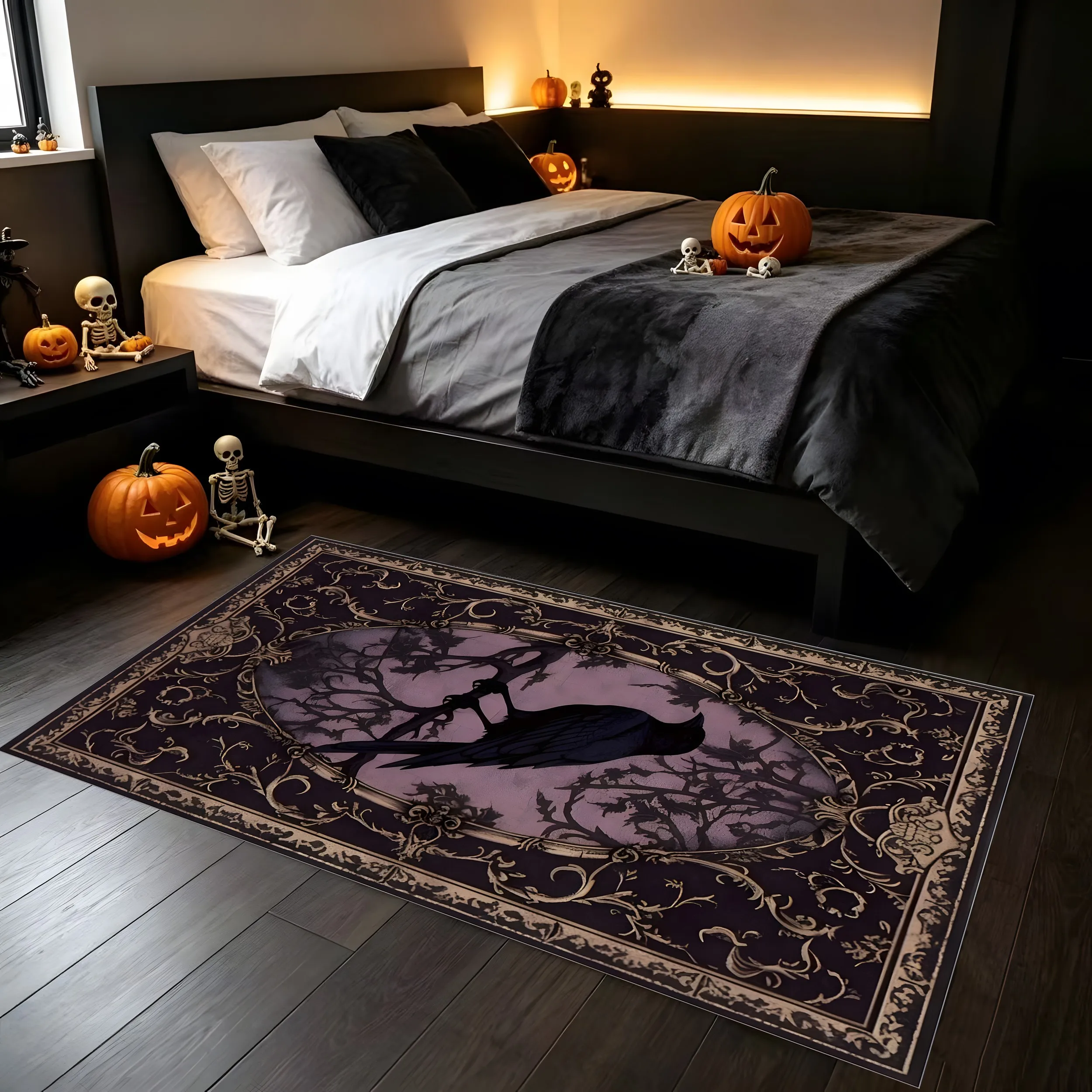 2D Rug with Gingerbread Man, Snowflake, and Candy Cane Prints Has a Cute Cartoon Style with a Soft and Fresh Visual Effect