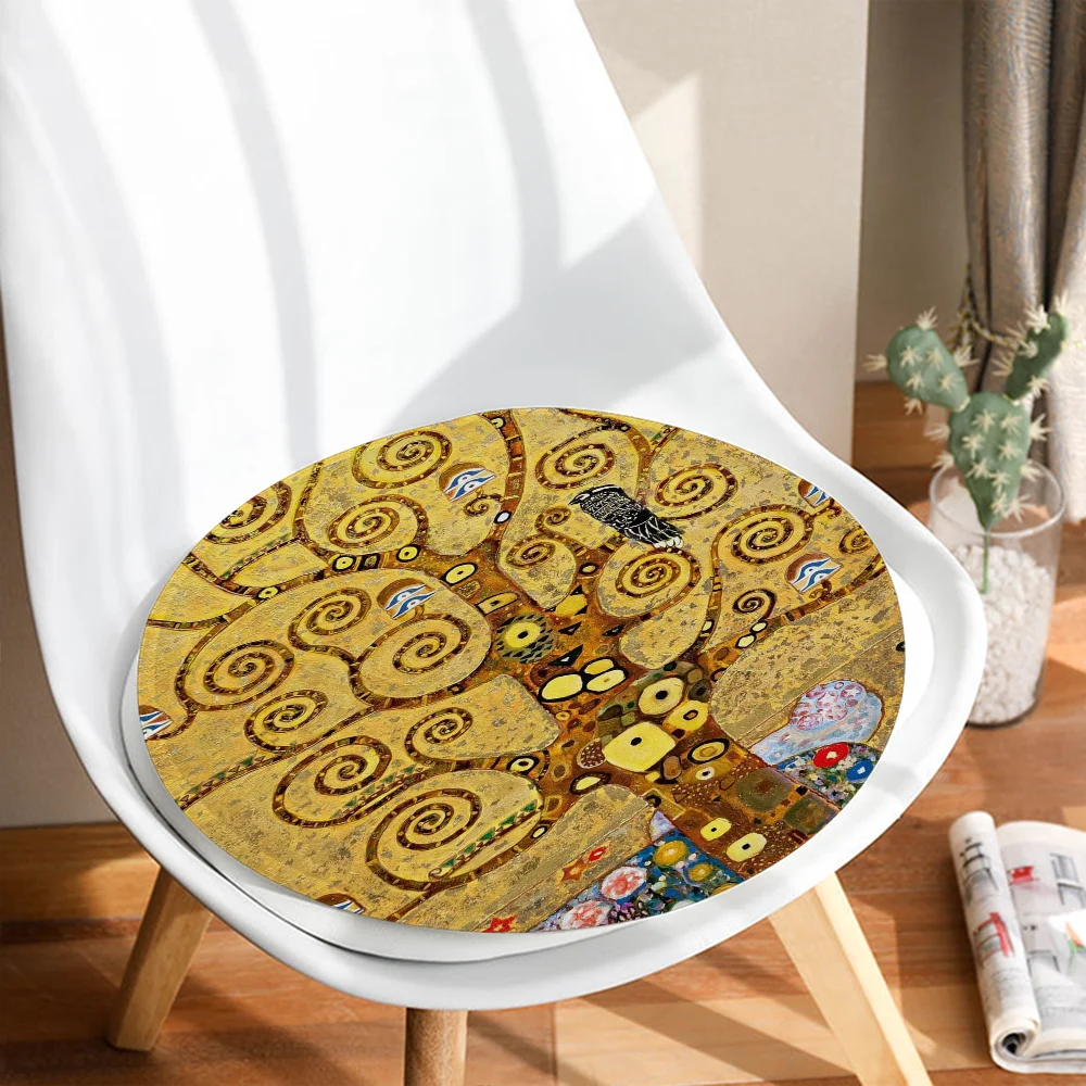 Gustav Klimt bantal kursi makan Multi warna, bantal dekorasi melingkar untuk meja kantor, bantal taman luar ruangan