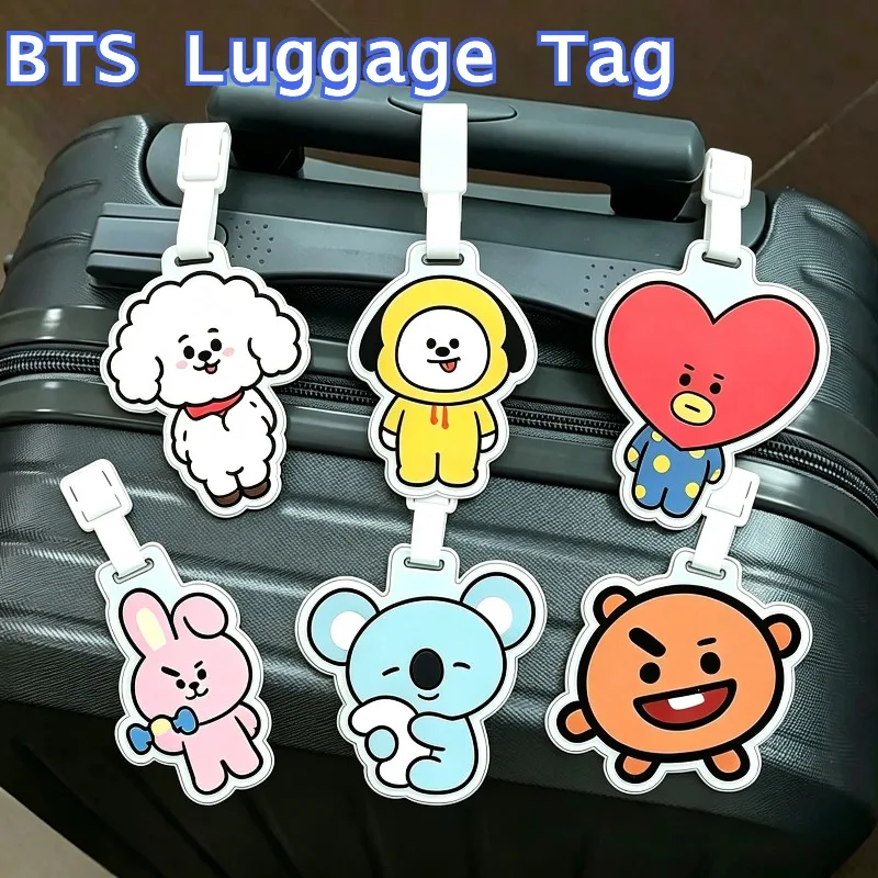 Etiqueta de Equipaje BT21 KOYA RJ SHOOKY MANG CHIMMY TATA COOKY, Etiqueta Antirrobo para Maleta, Accesorio de Viaje, Regalo
