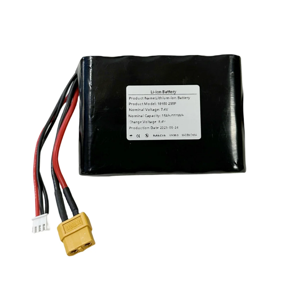 18650 2S5P 7.4V 15Ah Rechargeable  Lithium Ion Battery Pack XT60 XH2.54-3P Plug，For Various RC Airplane Quadrotor