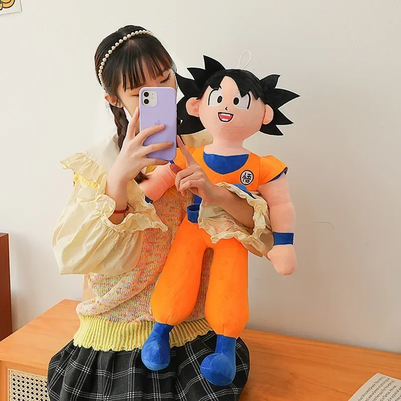 90cm Anime Dragon Ball Son Goku Plush Toy Super Saiyan Kakarotto Soft Stuffed Plushies Doll Large Size Pillow Kids Birthday Gift