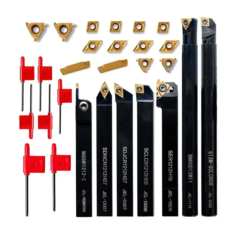 

ABKJ-Lathe Threading Tool Set - Turning Shank Boring Bars With Indexable Carbide Inserts