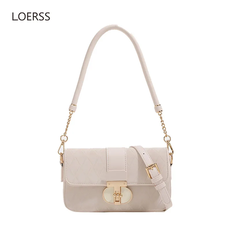 LOERSS Fashion French Underarm Bag for Women Chain Large Capacity Handbags Advanced Texture Messenger Bags Commute Shopping Bags