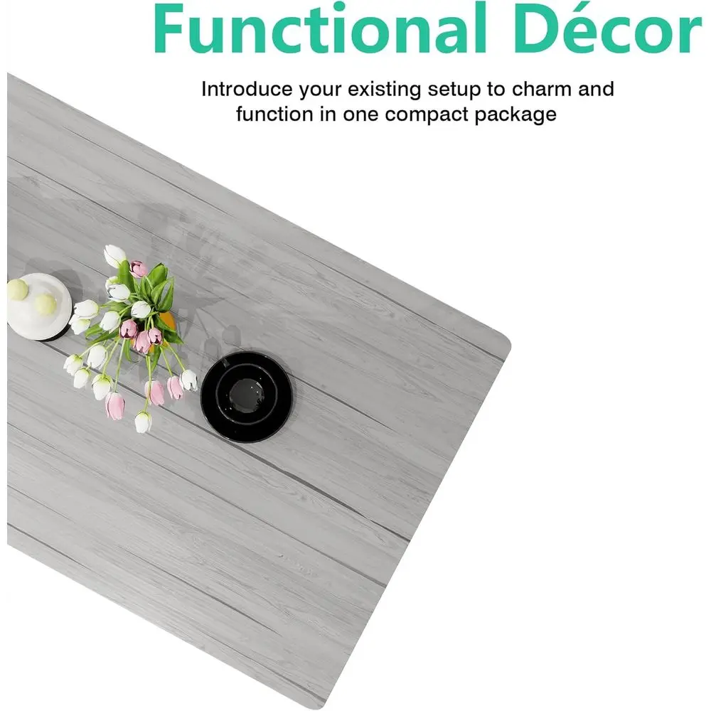 Mid-Century Rectangular Wooden Coffee Table with Metal Frame, Grey Finish, Easy Assembly for Living Room