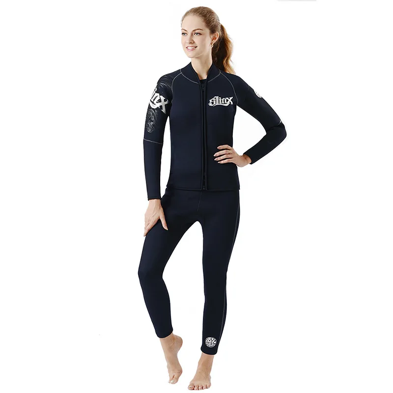 Traje de neopreno dividido de manga larga para hombres y mujeres, chaqueta de buceo cálida de 5mm, Top de buceo, trajes de surf