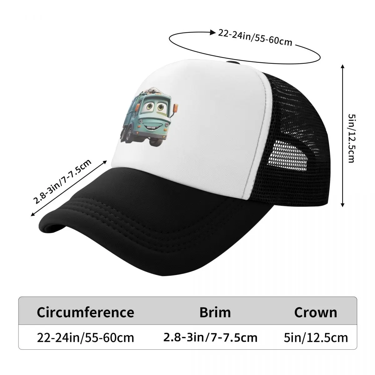 Trash Truck For Children Cap Fashion Casual Mesh Baseball Caps Adjustable Hat Hip Hop Summer Unisex Baseball Hats Polychromatic