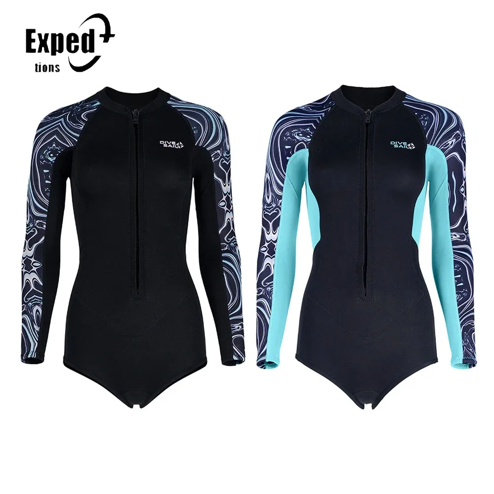 UV Protection Swimming Diving Snorkel Women Neoprene Women Wetsuit Shorty Wetsuit 2mm Long Sleeve Shorty Diving Suits