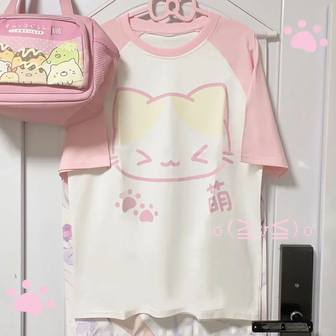 Japońska koszulka Grunge Y2k estetyka Harajuku Anime koszulki z motywem kreskówkowym z krótkim rękawem kobiety odzież kawaii Vintage Streetwear topy