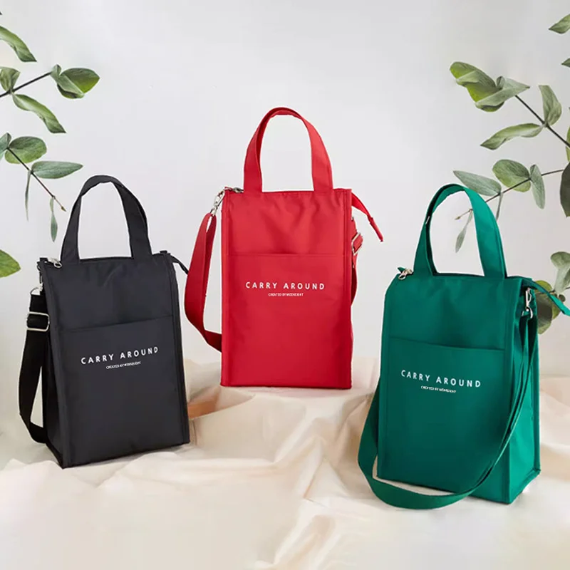 Waterproof Solid Color Letter Insulation Bag Dessert Fruit Hand-held Diagonal Cross Pouch Outdoor Travel Picnic Food Bento Sack